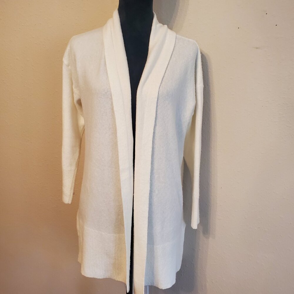 TAHARI Women's Ultra Lite Open Front Long Cardigan in Pearl Size XS/4. - Picture 1 of 14